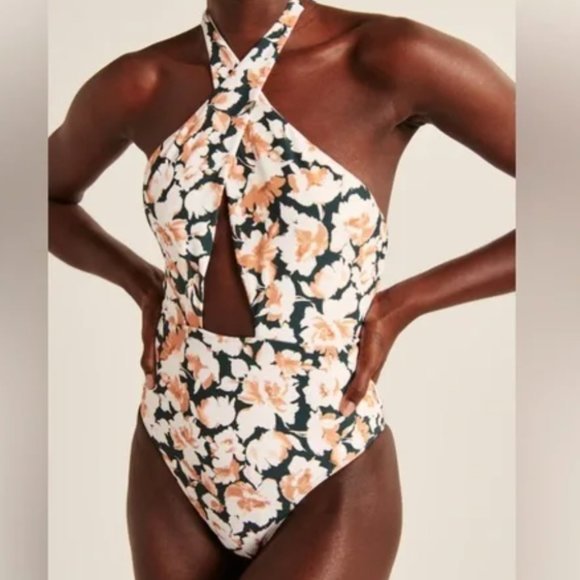 Abercrombie & Fitch Other - Cross Halter Cutout One-Piece Swimsuit Abercrombie & Fitch‎ Medium Floral